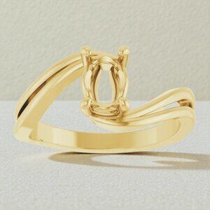 7 x 5 mm Oval Bypass Ring Mounting in 14kt Yellow Gold